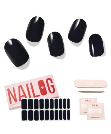 Nailog halfway hardened gel nail wrap 20pcs long-lasting nail polish strips gel nail stickers in salon quality nail art strips kit with shiny gel finish noir - Buy Online on GoSupps.com