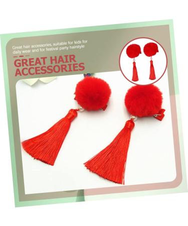 Angoily 3 Pairs Tassel Hair Ball Hair Clip Tassel Hair Clip Barrettes for Baby Girls Baby Clips for Hair Baby Girls Hair Clips Girls Tiara Hairpin Artificial Fur Hanfu Child Red - Buy Online on GoSupps.com