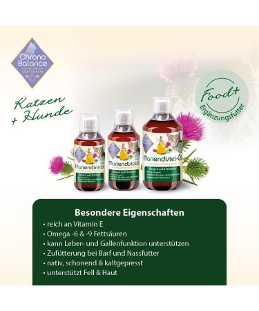 Shop Chronobalance 250ml Milk Thistle Oil for Cats | Natural Nutritional Supplement for Fur & Skin Health | Rich in Vitamin E Omega-6 & Omega-9 | Dosing Cups Included - Buy Online on GoSupps.com