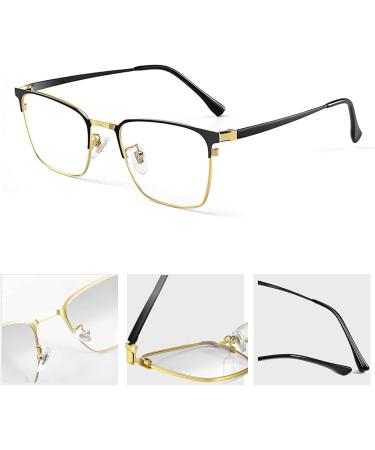 Lightweight Metal Frame Reading Glasses for Men | Anti Blue Light Rectangle Computer Visual Aid | Spring Hinges | 2.5X Magnification - Buy Online on GoSupps.com
