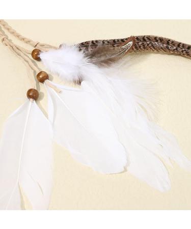 Runmi Bohemian Feather Frontal Ligaments Hair Headdress - Vintage Hippie Indian Accessories for Women & Girls | Perfect for Halloween Decoration - Buy Online on GoSupps.com