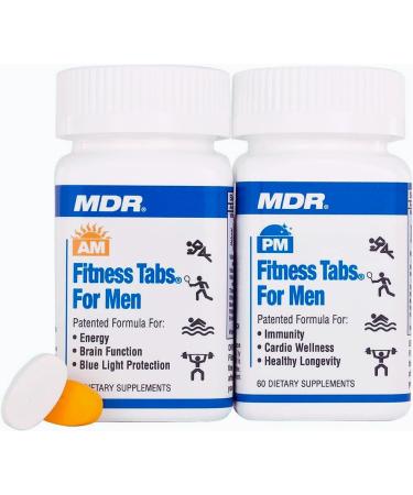 MDR Fitness Tabs Patented AM/PM Multivitamin for Men Doctor Formulated with Right Nutrients at The Right Time - Gluten Free - 2 Month Supply