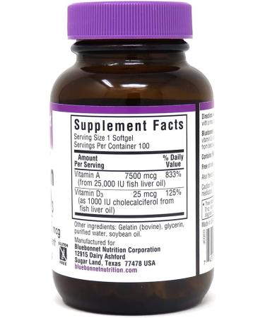 Bluebonnet Nutrition Vitamin A & D3 - 100 Softgels for Immune Support - Buy Online on GoSupps.com