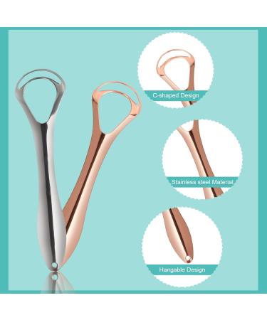 Stainless Steel Tongue Cleaner Set - 2 Pieces for Fresh Breath & Oral Hygiene | Reduces Bad Breath for Adults & Kids - Buy Online on GoSupps.com