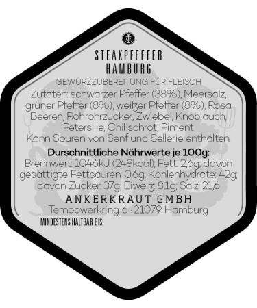 Ankerkraut Steak Pepper Hamburg - Premium Hanseatic Grill Spice Blend 170g Shaker for Perfectly Seasoned Meat - Buy Online on GoSupps.com