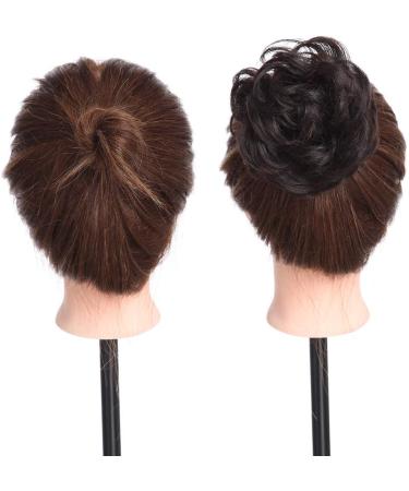 Human Hair Scrunchie Real Messy Bun Updo Extensions Hair Pieces 100% Remy for Women Donut Ribbon Wrap Ponytail Extension Scrunchy Chignons Curly Wavy (#1B Natural Black) - Buy Online on GoSupps.com