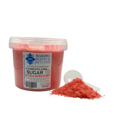 Baking Beauty and Beyond Premium Floss Sugar for Cotton Candy - Cotton Candy Flossing Sugar with Natural Ingredients Perfect for Every Occasion Bulk Floss Sugar 800g - Strawberry Flavour