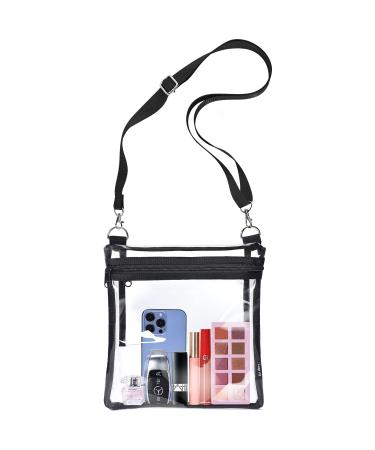 Leap Fit Clear Bag Stadium Approved Purse - See Through Crossbody Concert Bags for Women Men - Transparent Plastic Security Messenger Handbag for Sports Events Festivals