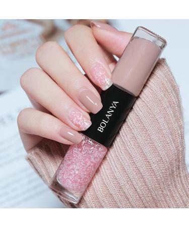 Nude Nail Polish Pink 2 Color In One Tube Quick Dry Nail Varnish Non-Peelable No Need UV Nail Paint For DIY Nail Art Beginner (C132)