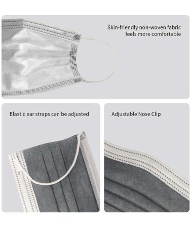 100pcs Gray Disposable Face Masks with Earloops - 3-Ply Mouth Shield - Buy Online on GoSupps.com