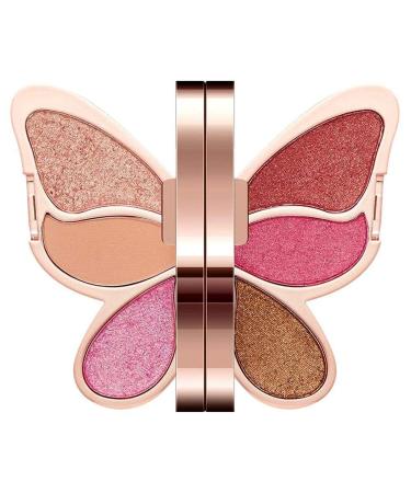 CEFONEY butterfly light shadow palette portable butterfly make-up palette set 6-color butterfly light shadow palette waterproof and durable eyeshadow palette 02 red rose (1 Pack)