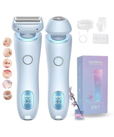 The Cozy Luna Shaver Bikini Trimmer for Wireless Female Shaver for Private Area 2 in 1 Electric Shaver Razors for Women Wet & Dry Ipx7 Waterproof (Blue *1)
