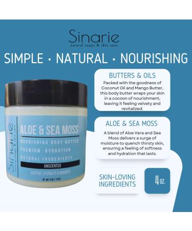 Aloe & Sea Moss Emulsified Body Butter - Unscented 4 oz | Nourishing Soaps & Skincare for All Skin Types | International Shipping Available - Buy Online on GoSupps.com