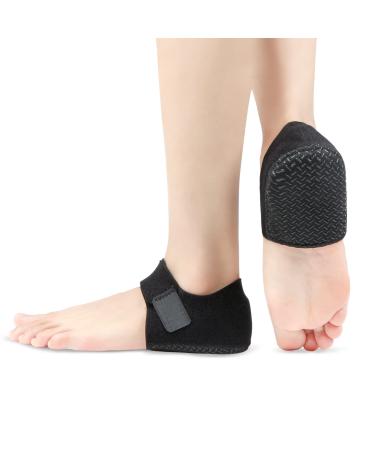 Heel Cushions Protectors for Heel Cracked Spur Dry Achilles Heels Plantar Fasciitis  Adjustable Breathable Heel Cups Pads Inserts for Women Men Heel Pain Relief L(W:10-13/M:8.5-13) Black