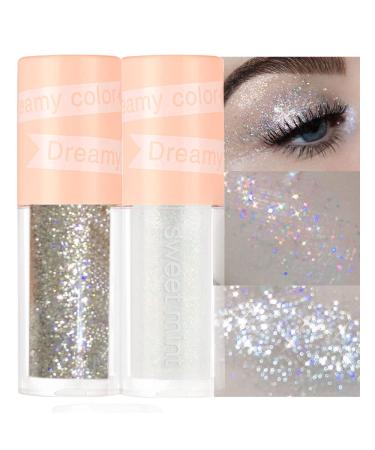 2 Pcs SUAKE Liquid Glitter Eyeshadow Set - Transparent Flashing Colorful Sequins for Eye Crystals Makeup - Long Lasting & Quick Drying - Blue - Buy Online on GoSupps.com
