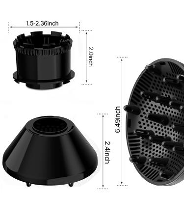 Universal Hair Diffuser for Curly & Wavy Hair + Hair Towel Wrap Set | Adjustable Attachment for Dryer Nozzle (1.5-2.4) - Professional Salon Tool in Black - Buy Online on GoSupps.com