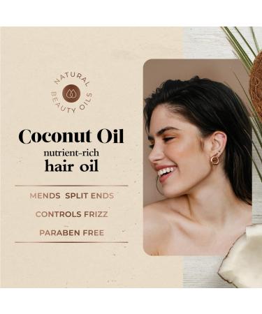 Oliology Coconut Hair Oil - Repairs Distressed Hair from Heat & Chemical Damage, Controls Frizz | Made in USA, Paraben-Free (4oz) - Buy Online on GoSupps.com
