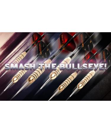 DartsFX Metal Tip Dart Set - 6 * 22g Steel Tip Darts with O-Rings, Brass Barrels, Aluminum Shafts & Custom Flights - Professional Dartboard Kit for Higher Accuracy - Gold - Buy Online on GoSupps.com