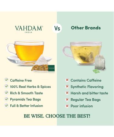 VAHDAM Organic Turmeric Ginger Herbal Tea - 100 Tea Bags | Powerful Superfood with Real Turmeric & Ginger Powder | Caffeine-Free - Buy Online on GoSupps.com