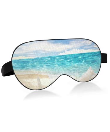 WELLDAY Sleep Mask Summer Beach Starfishes Night Eye Shade Cover Soft Comfort Blindfold Blockout Light Adjustable Strap for Men Women