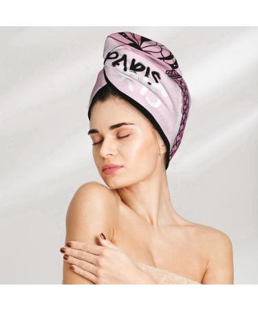 Microfiber Hair Drying Cap - Eiffel Tower & Butterflies Design | Soft Absorbent Quick Dry Towel Wrap for Curly Long & Thick Hair - Buy Online on GoSupps.com