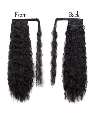 22-Inch Heat-Resistant Black Wavy Ponytail Extension - Stamped Glorious Wrap Around Hairpiece for Women - Buy Online on GoSupps.com