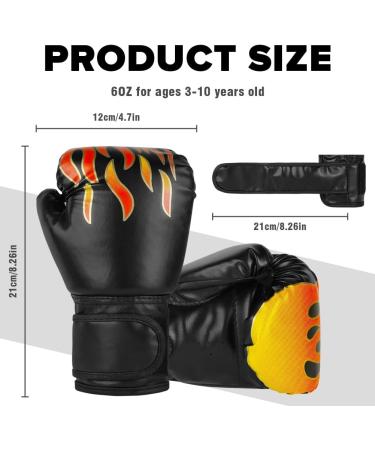Flintronic Children's Boxing Gloves - 6oz Junior Kickboxing Muay Thai MMA Martial Arts Sparring (Ages 3-10) - Black Flame Style - Buy Online on GoSupps.com
