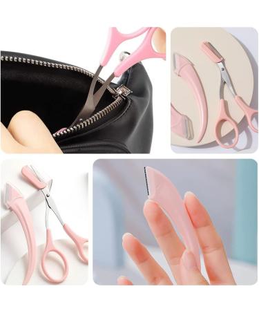 3-Part Eyebrow Shape Tool Set | Professional Eyebrow Trimmer & Comb for Men & Women - Pink - Buy Online on GoSupps.com