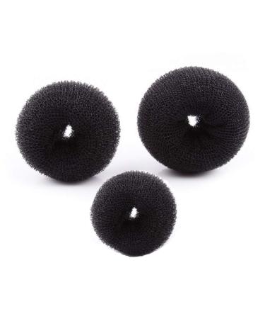 3PCS(Small+Medium+Large) Women Hair Bun Maker Styler Rings Donut Buns Doughnut Shaper Chignon Former Bun Updo Hair Styling Accessories Black