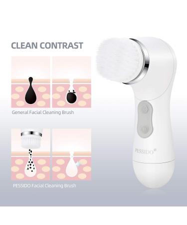 Pessido Waterproof Spin Facial Cleansing Brush Set with 6 Brush Heads - Gentle Exfoliating, Deep Cleansing, Massaging - for Men and Women (White) - Buy Online on GoSupps.com