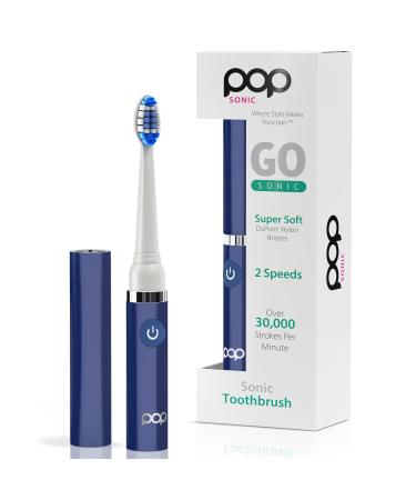 Pop Sonic Electric Toothbrush (Navy Blue) - Travel Toothbrushes w/AAA Battery | Kids Electric Toothbrushes with 2 Speed & 15 000-30 000 Strokes/Minute  Dupont Nylon Bristles