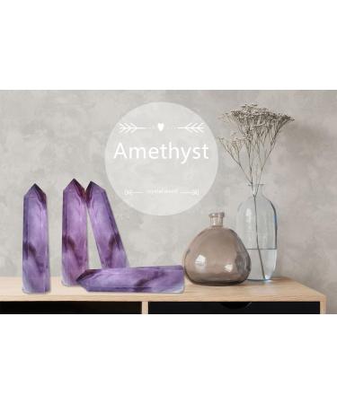 Large Amethyst Crystal Point Hexagonal Wand Tower - Reiki Balancing Meditation Accessories - Buy Online on GoSupps.com