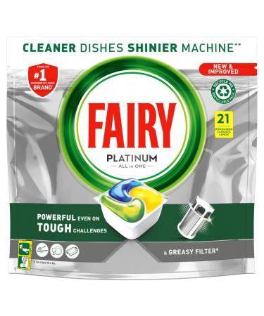 Fairy Platinum Lemon New And Improved All In One Dishwasher Tablets 21 Tablets Lemon 21 Count (Pack of 1)