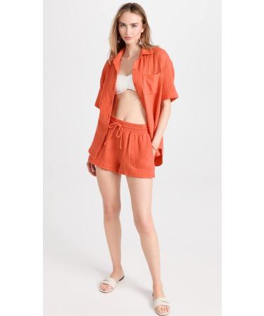 Z SUPPLY Women's Sundown Gauze Top - Medium Blood Orange | Shop Trendy Fashion Online - International Shipping Available - Buy Online on GoSupps.com