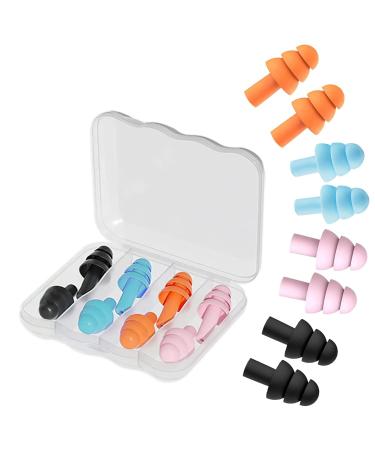 4 Pairs Sleep Earplugs Noise Cancelling Silicone Earplug for Swimming Snoring Concerts Shooting Airplanes(Black Light Blue Orange Pink) - Buy Online on GoSupps.com