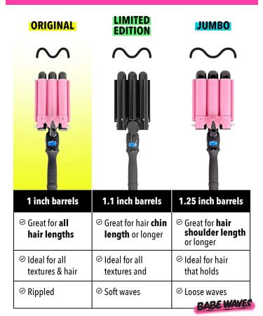 Beauty Babe Waves 3 Barrel Curling Iron Hair Waver 1.25 Inch - Pink Jumbo Ceramic Wand for Perfect Beach Waves - Buy Online on GoSupps.com