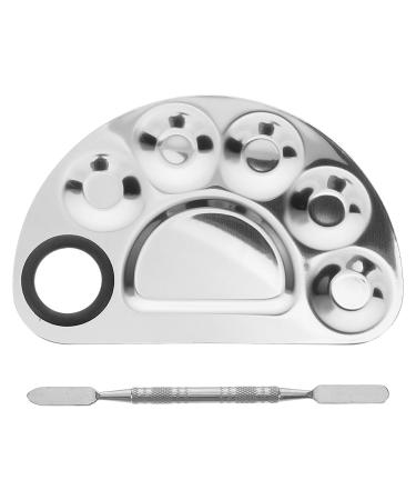 Sewroro Palette de Maquillage en Acier Inoxydable Spatule M tallique Plateau de M lange Demi-Cercle Portable pour Nail Art Salon de Beaut et Usage Voyage Outil Professionnel pour