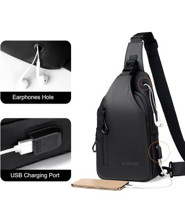 Fandare Ultra-Light Sling Bag for Men - Waterproof Business Shoulder Bag with USB Charging - Casual Pocket Backpack for Outdoor Sports Hiking & Cycling - Black - Buy Online on GoSupps.com