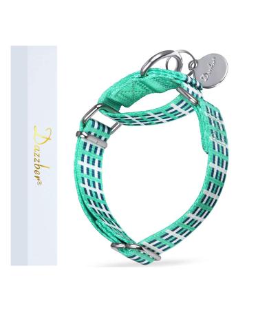 Dazzber martingale dog collar colorful oil painting pattern no pulling silky soft soft for medium-sized and large dogs (large 2.5 cm wide blue and white decay pattern) Large 1 inch wide blue and white plaid