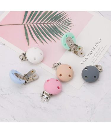 Schnuller Clip Set - 1 Piece Silicone & Metal Pacifier Chain for Babies | Light Blue Dummy Holder (3x4.5cm) - International Shipping Available - Buy Online on GoSupps.com