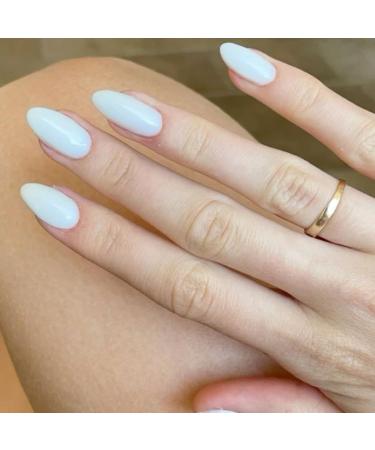Modelones 32Pcs White Almond Press on Nails - Reusable Fake Nails with Glue Mini File & 16 Sizes | Perfect for Salon-Quality Manicure - Buy Online on GoSupps.com