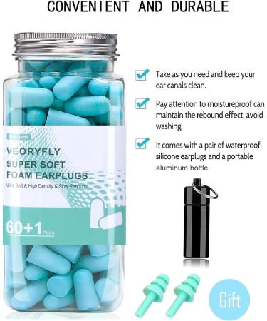 VeoryFly Soft Foam Ear Plugs for Sleep - 122 Pcs - 38 dB SNR - Noise Cancelling - Reusable - Comfortable - Hearing Protection - Foam Earplugs for Sleep, Snoring, Work - Blue - Buy Online on GoSupps.com