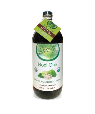 Gopals Noni One 100% Pure Organic Noni Juice - 32oz Glass Bottle (1 qt) Gluten-Free & Vegan Superfruit Liquid 30,000mg of Noni Juice Per Serving, Vitamin and Antioxidant Rich