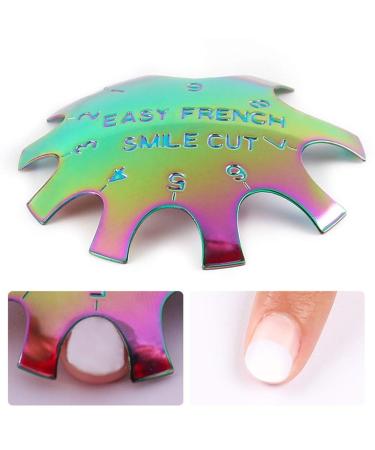 Urfeda nail manicure-template French smile line manicure tool shaped acrylic gel cutter shape set DIY nail art color color A