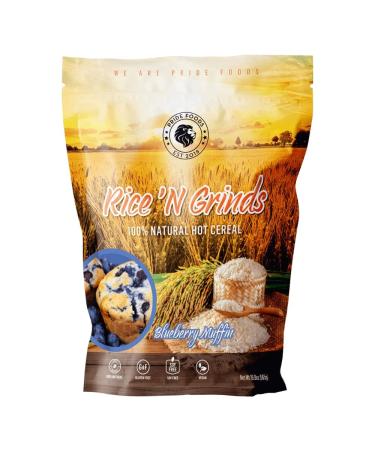 Pride Foods Rice 'N Grinds, 100% Natural Hot Rice Cereal, Blueberry Muffin, 20oz Blueberry Muffin 20oz