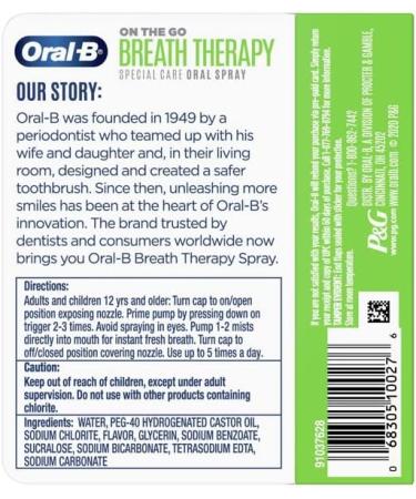 Oral-B Breath Therapy Spray, Mild Mint - 0.21 fl oz (Pack of 3) | On-The-Go Freshness - Buy Online on GoSupps.com