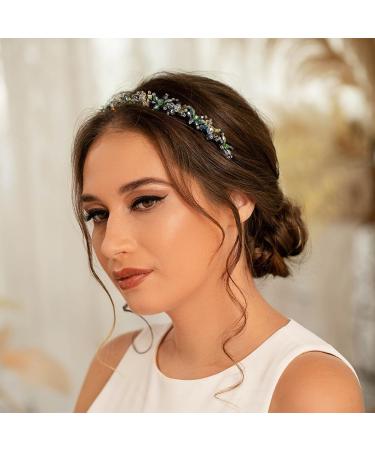 IYOU Vintage Rhinestone Headbands Sparkly Crystal Green Hair Bands Flower Prom Party Hair Accessories for Women and Girls - Buy Online on GoSupps.com