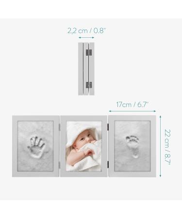Navaris Baby Handprint and Footprint Kit - Frame and Clay Set for Casting Newborn Boys and Girls' Hand and Foot Prints - Grey Bamboo Frame - Buy Online on GoSupps.com