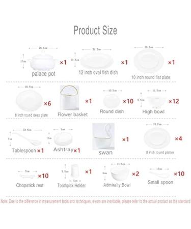 Kitchen Ceramic Dinnerware Set Cereal and Soup Bowls Plates Bowls Gold Rim Ceramic Bone China Porcelain Dinner Plate Set Bowl Sets - 58 Pieces Round 62 Pieces Round 62 pieces - Buy Online on GoSupps.com