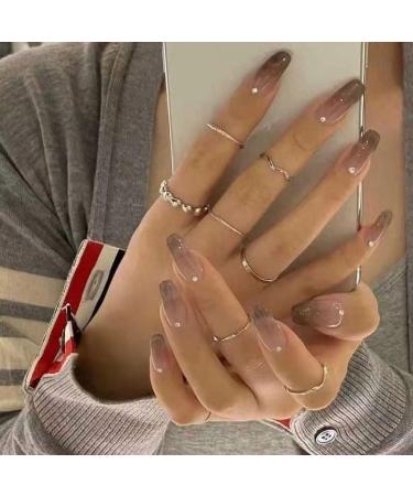 Temperament enhancement manicure hand-customized fake nails patch fairy fog gray ice through the gradient manicure finished product.(S) - Buy Online on GoSupps.com